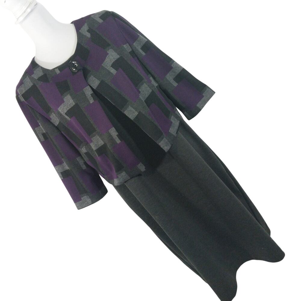 NWOT! STUDIO 1! 2 PC: GRAY, BLACK, PURPLE JACKET, GRAY TANK DRESS SUIT! SZ 16